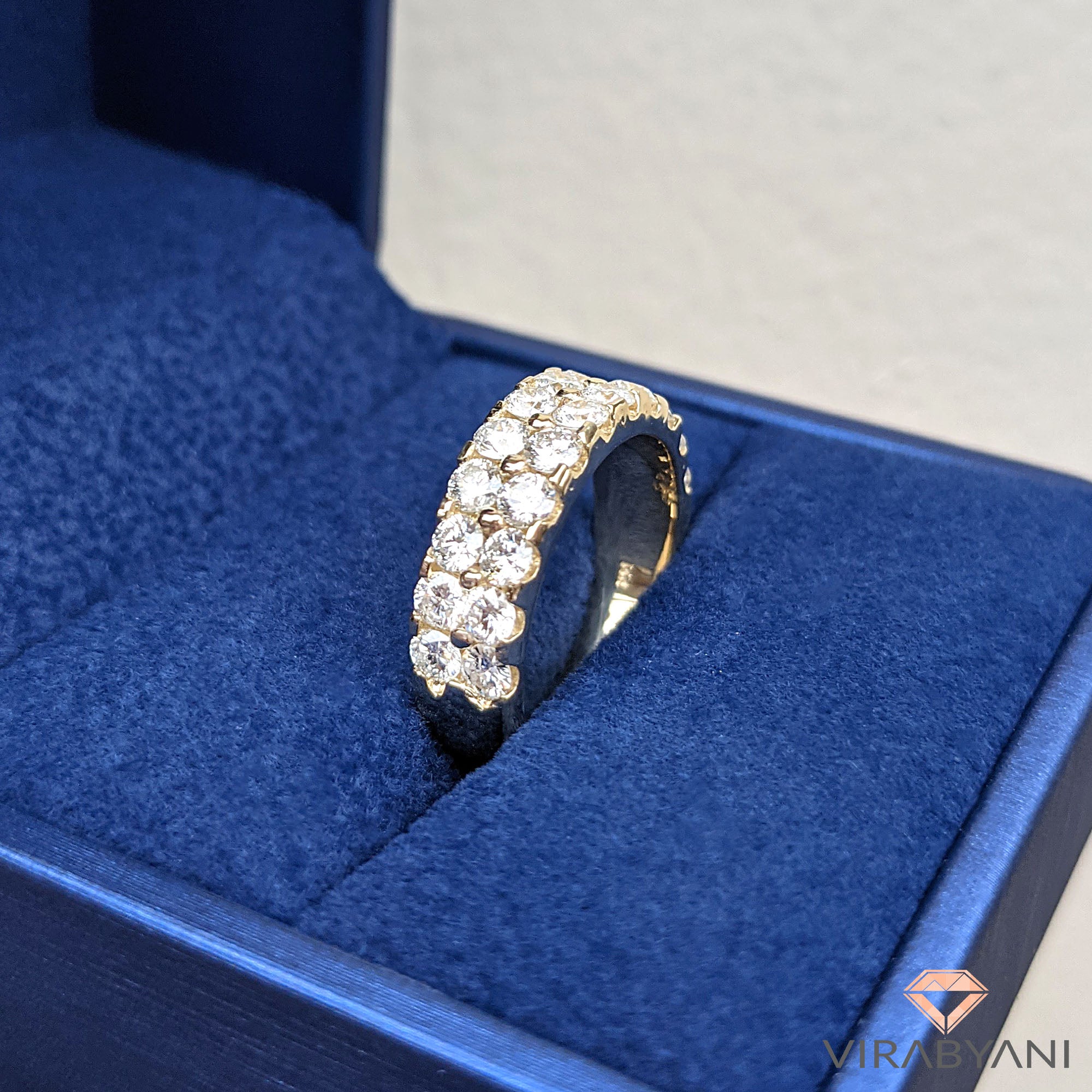 2.00 Carat Round Diamond Wedding Band - Double Row Anniversary Ring for Women - Elegant Bridal Jewelry & Gift for Wife, Engagement, Proposal, or Special Occasions
