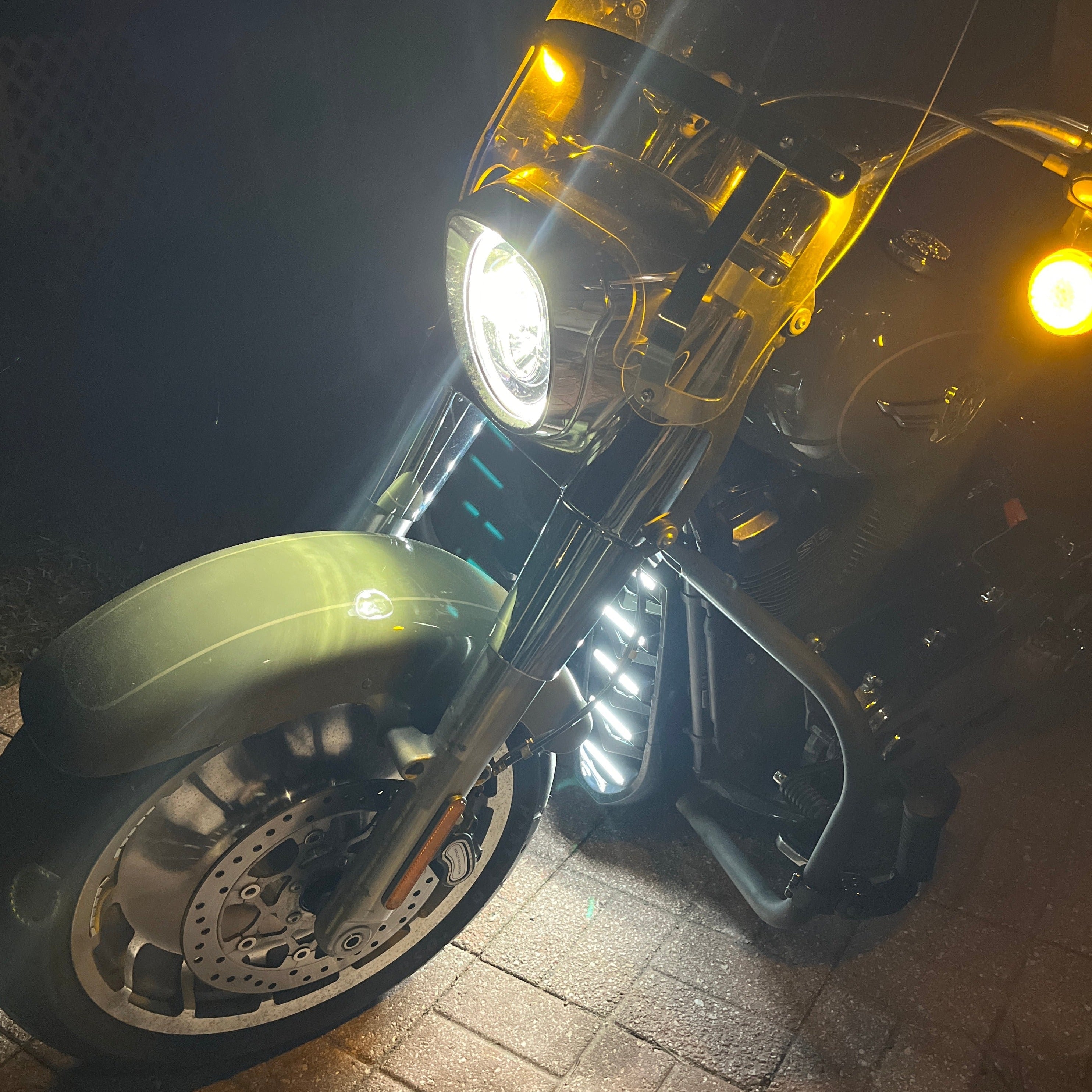 Eagle Lights LUMENSHIELD Chin Spoiler & Radiator Guard with LED Light Bars for 2018+ Harley Davidson Softail - Motorcycle Front Protection & Custom Styling for Night Riding & Urban Commuting