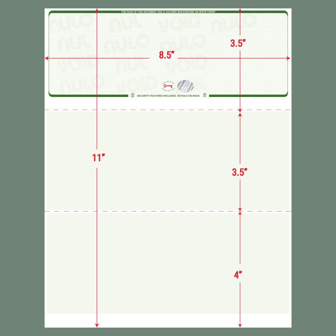 Blank Hologram Top Computer Checks - 500 Single Green Laser Checks with Perforated Vouchers | Secure Business Banking & Accounting for Small Offices