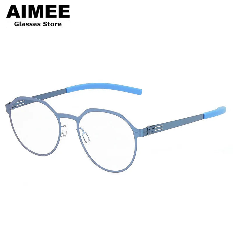 Aimee Women's Full Rim Flat Top Round Screwless Steel Eyeglasses Frame 13420 - Lightweight & Durable Eyewear for Work, Reading, and Everyday Fashion