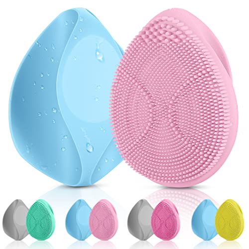 Silicone Face Scrubber - Gentle Exfoliating Brush for Blackhead & Pore Cleansing | Sensitive Skin Care & Christmas Gift (2-Pack) | Daily Facial Routine