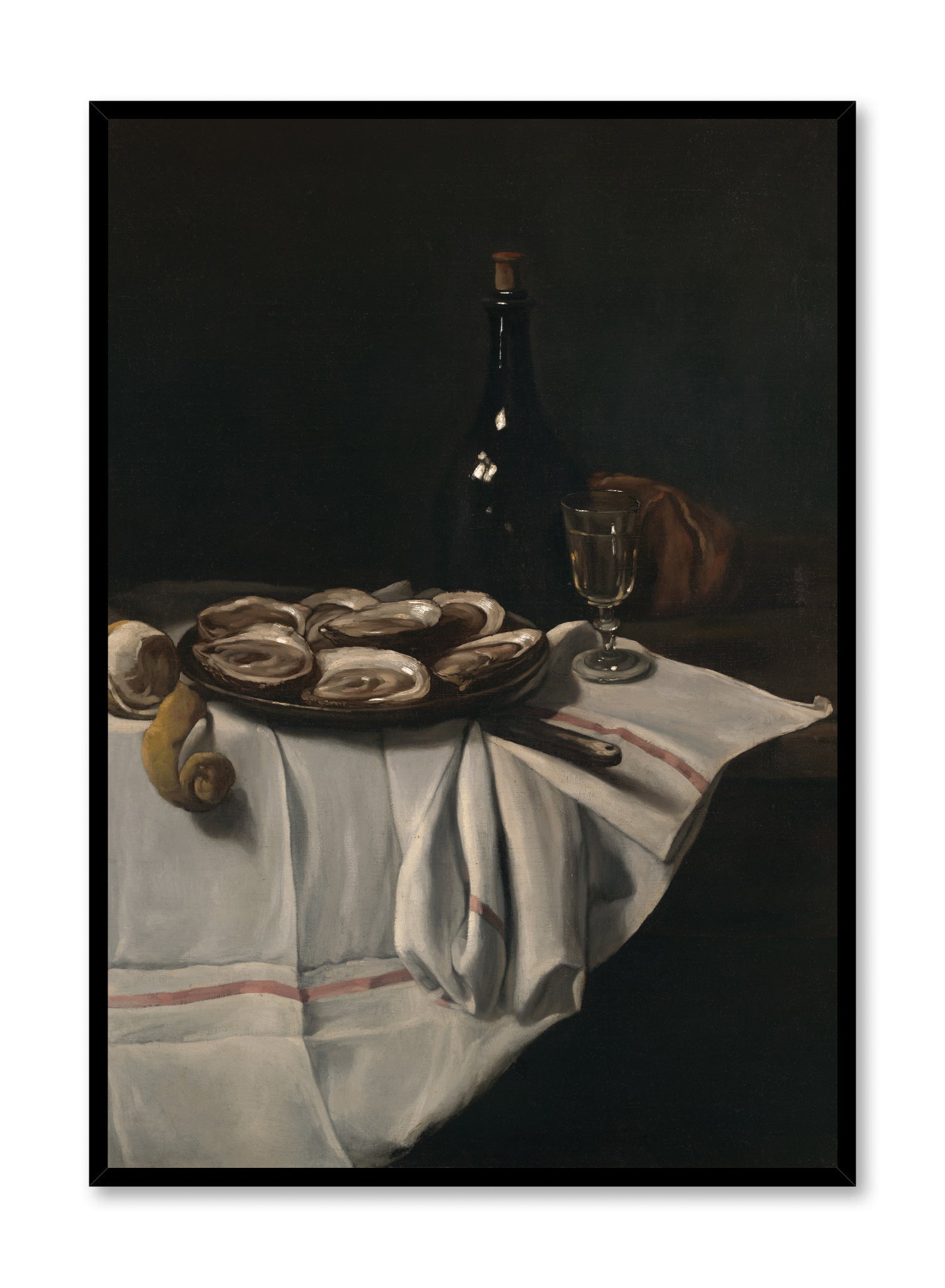 Fresh Oysters on the Half Shell - Premium Seafood Poster for Kitchen & Restaurant Decor | Perfect for Coastal Theme Dining Rooms & Seafood Lovers