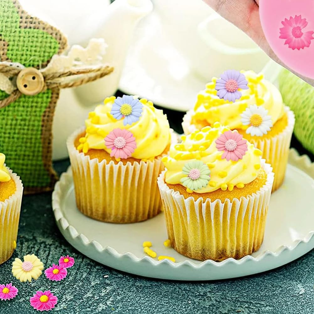 AKOAK 2-Piece Chrysanthemum & Sunflower Silicone Molds Set - Premium Flower Candy Molds for Cake Decorating, Fondant, Resin Art, Soap Making & DIY Cupcake Toppers - Perfect for Baking, Craft Projects & Home Decor
