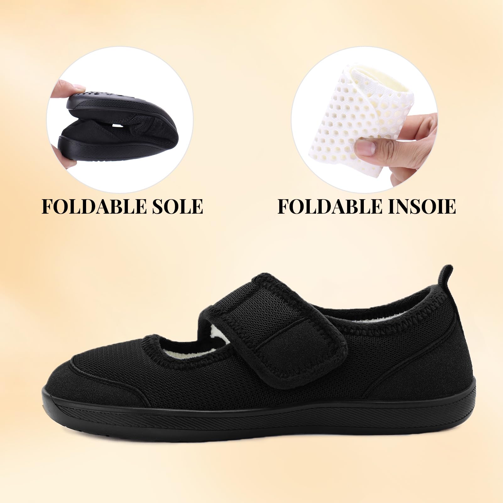 Rihero Women's Wide Width Diabetic Slippers - Adjustable Edema House Shoes for Barefoot Walking | Indoor & Outdoor Comfort | Perfect for Elderly, Pregnancy & Swollen Feet Relief