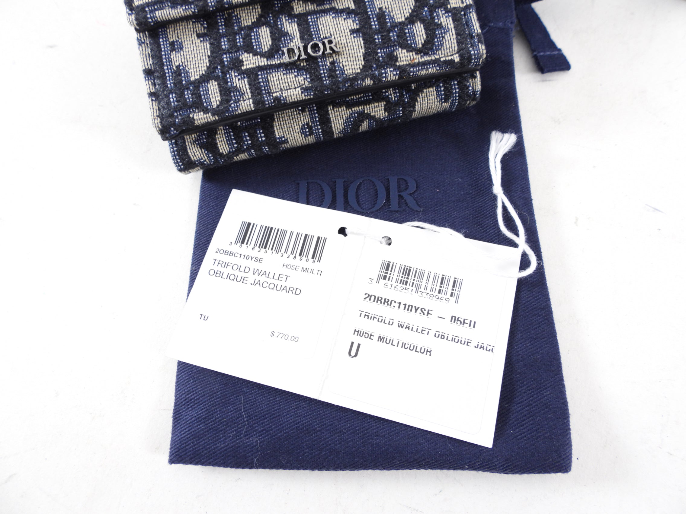 Christian Dior Oblique Canvas Navy Trifold Compact Wallet for Men - Luxury Designer RFID Blocking Slim Card Holder - Perfect for Travel, Business & Everyday Use