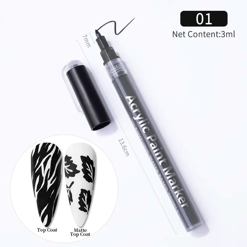 Nail Paint Marker Pro - Professional Nail Art Pen for DIY Designs, Salon & Home Use | Waterproof, Quick-Drying & Vibrant Colors | Perfect for Manicures, Pedicures & Creative Nail Art