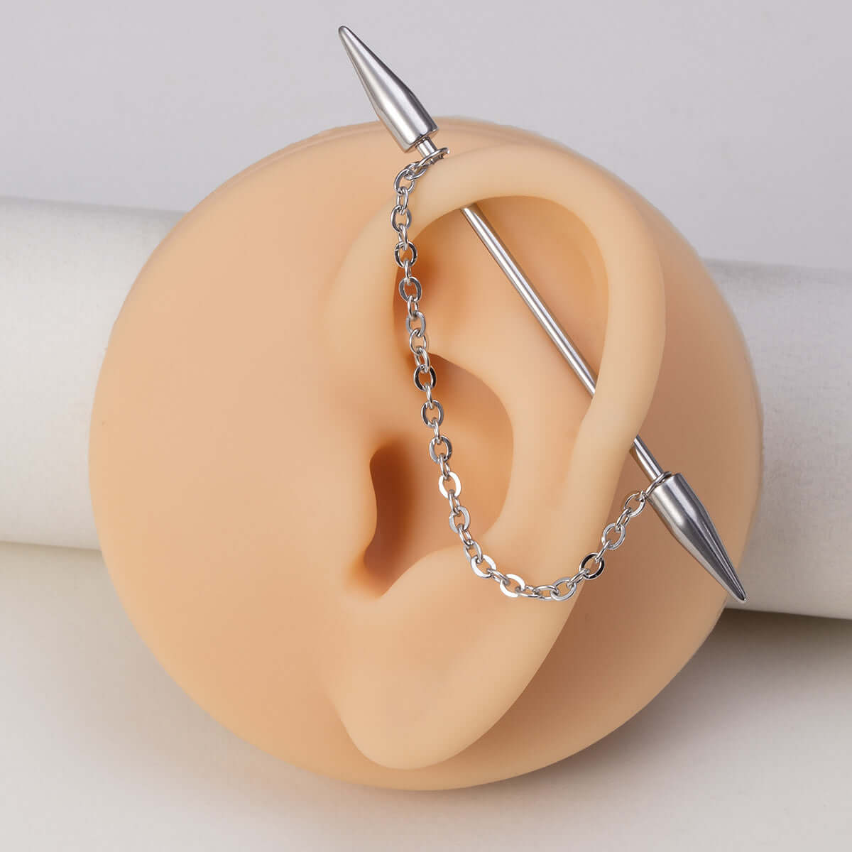 Industrial Barbell Ear Piercing Jewelry - 14G Surgical Steel Chain Ear Barbell | IN0029 | Perfect for Cartilage, Helix, and Industrial Piercings