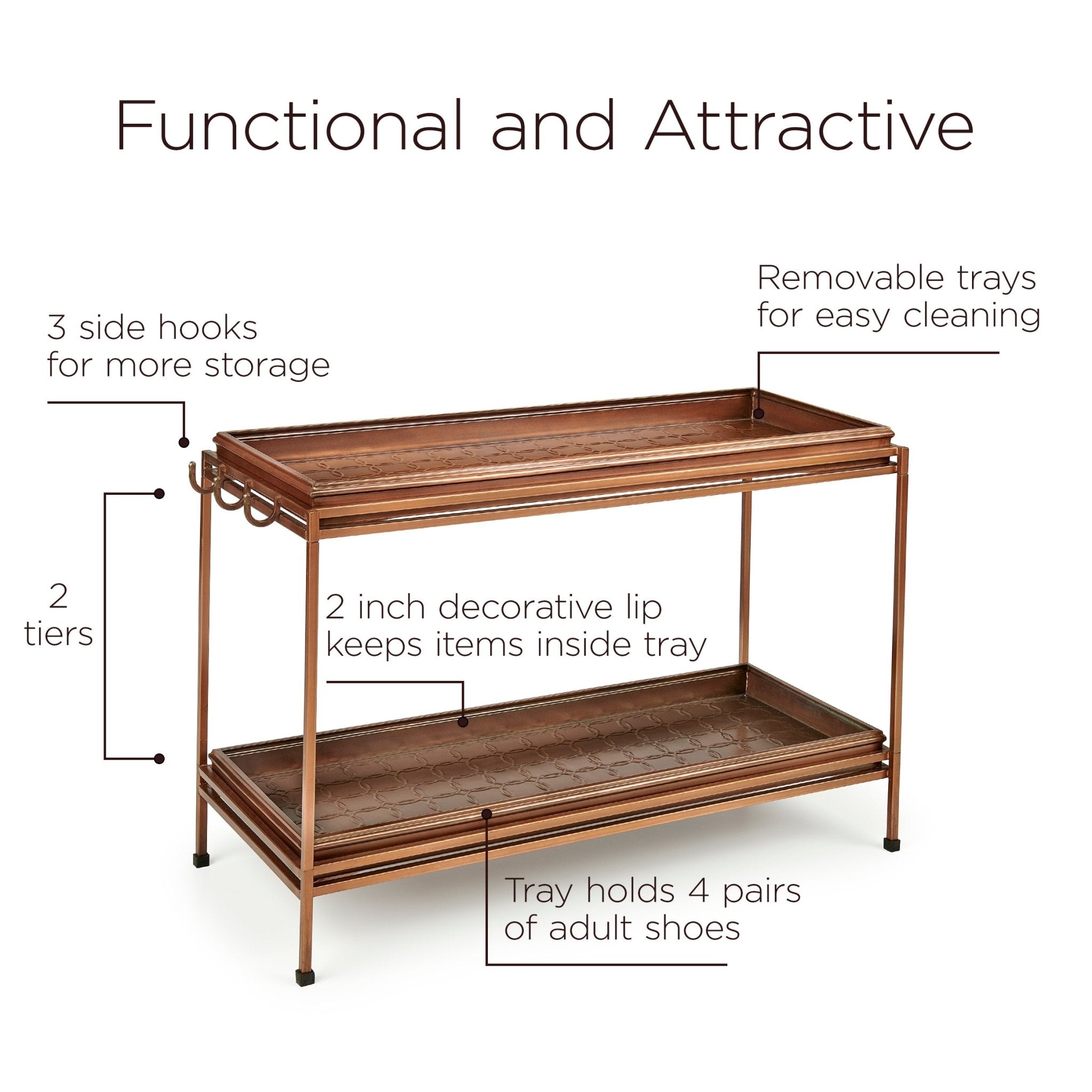 2-Tier Boot Tray with Stand - Durable Shoe Organizer for Entryway, Mudroom & Closet - Perfect for Wet Shoes, Boots & Sneakers Storage