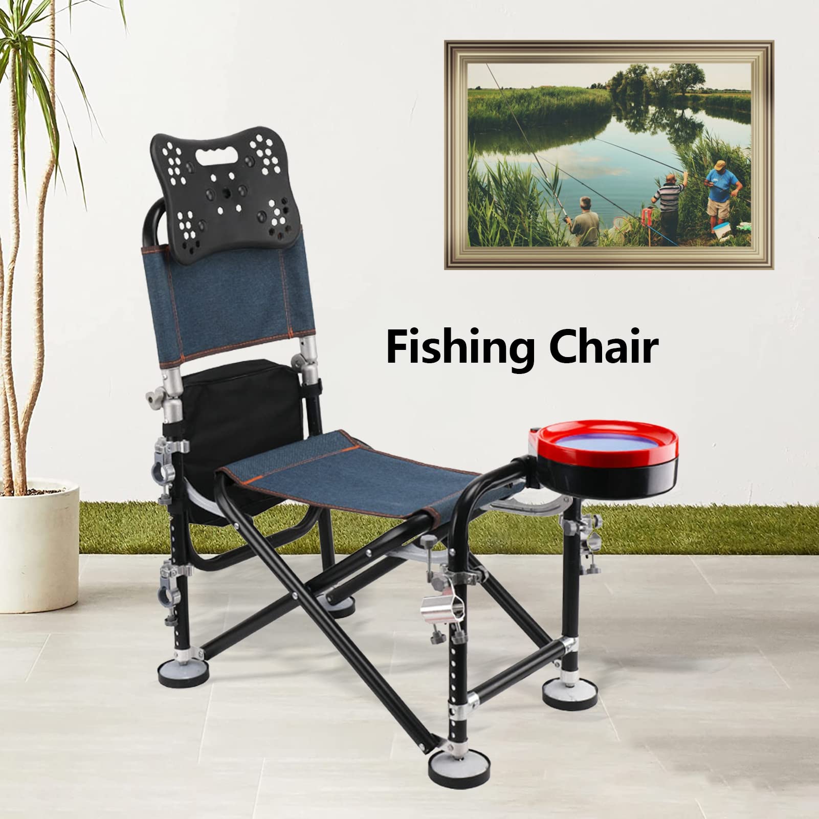 YOXIER Adjustable Fishing Chair with Rod Holder for Adults - Lightweight & Sturdy Outdoor Chair for Fishing, Camping, Picnics, Beach, and Backyard Gatherings - Perfect Gift for Fishermen & Outdoor Enthusiasts