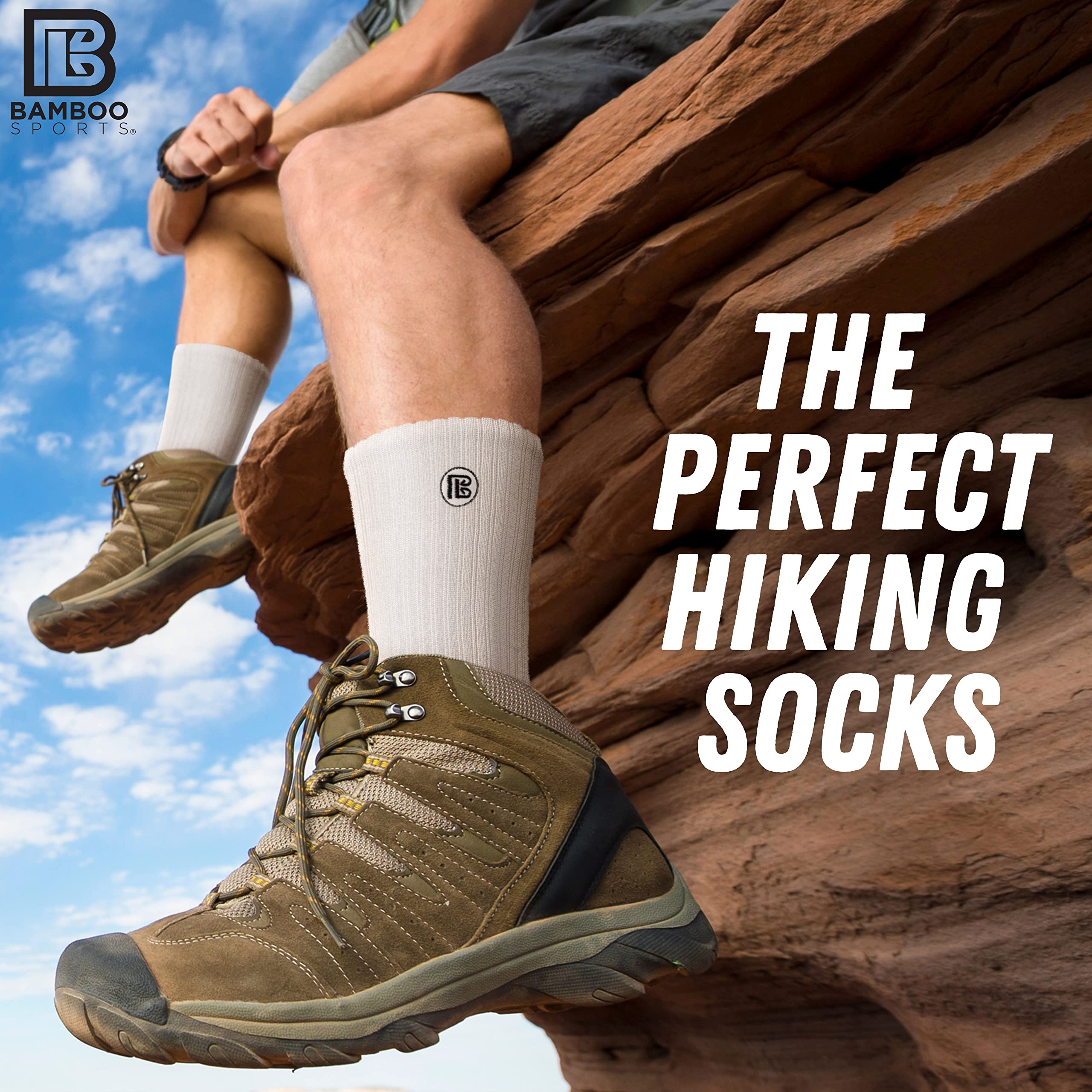 Premium Bamboo Crew Work Socks - Moisture Wicking, Odor Eliminating, Breathable & Comfortable - Ideal for Sports, Hiking & Outdoor Activities