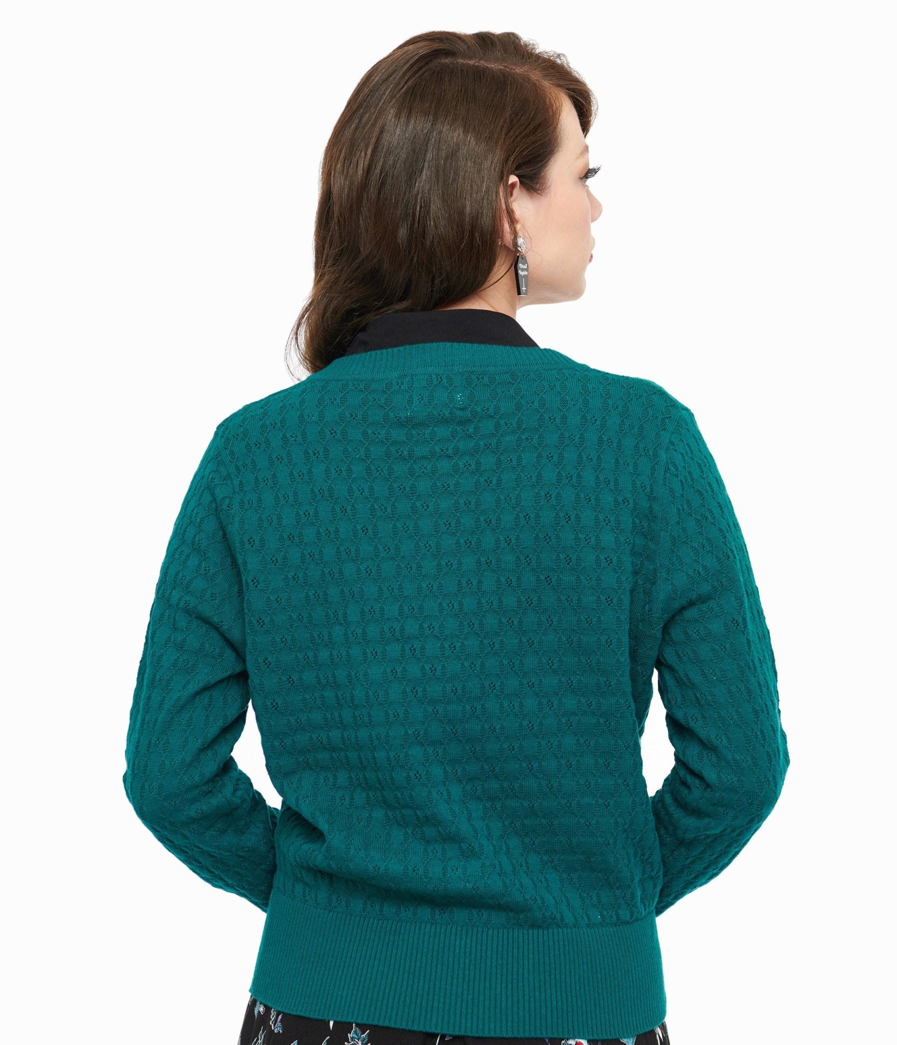 Vintage Royal Monk 1950s Green Katie Cardigan Women's Sweater - Retro Knitwear for Casual Outfits & Fall Fashion Layering