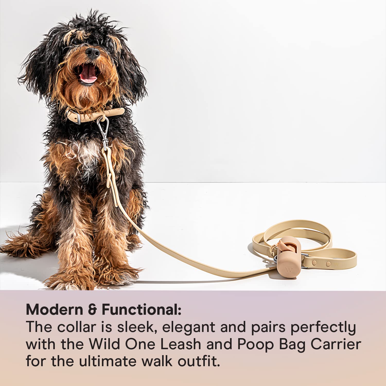 Wild One Dog Collar - Original Easy-Clean All-Weather Flex-Poly Strap with Metal Hardware | Durable, Dirt & Odor Resistant | XS Size in Tan | Perfect for Outdoor Adventures & Daily Walks