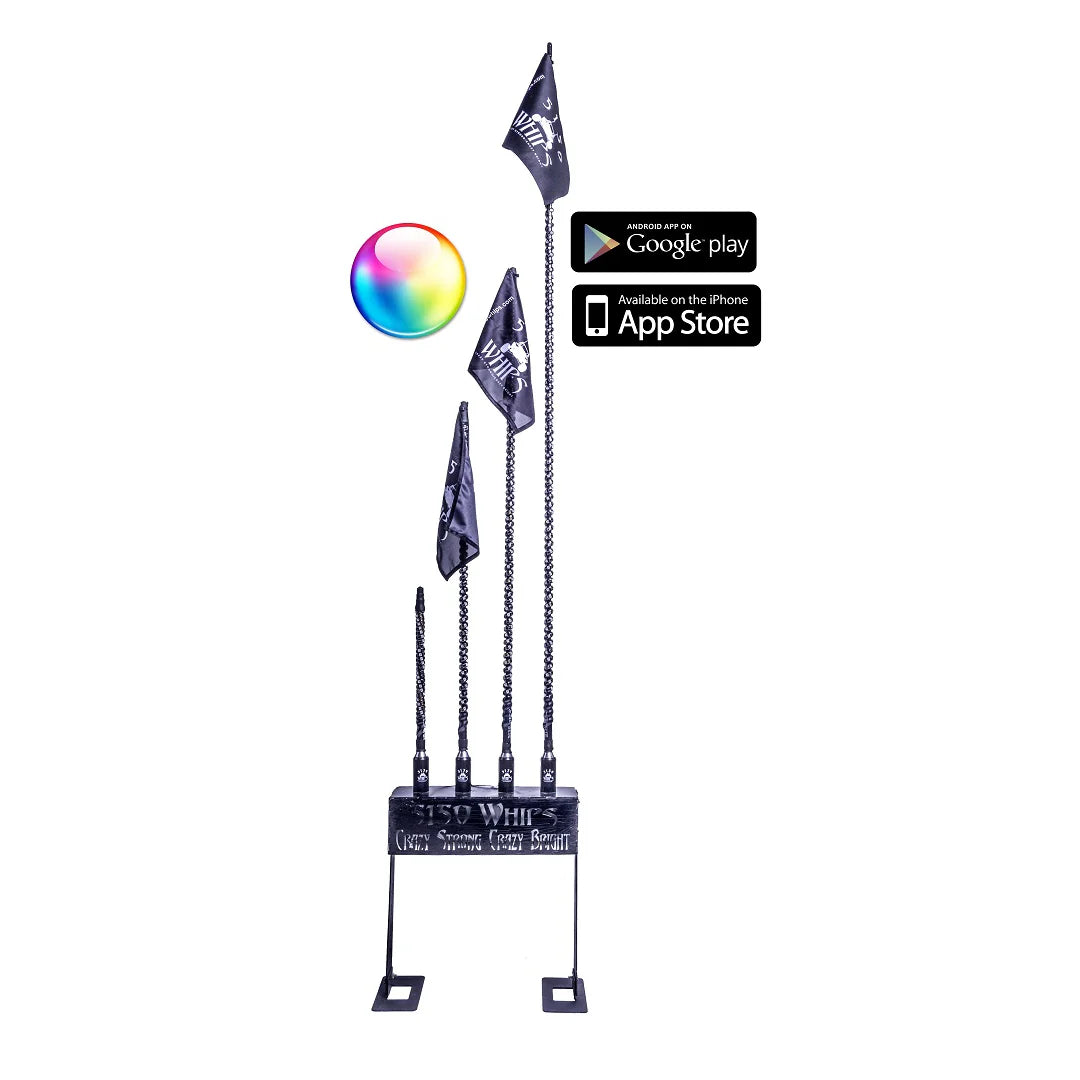 Bluetooth LED Whip Light - Color Changing Glow Sticks for Night Raves, Car Shows & Off-Road Adventures