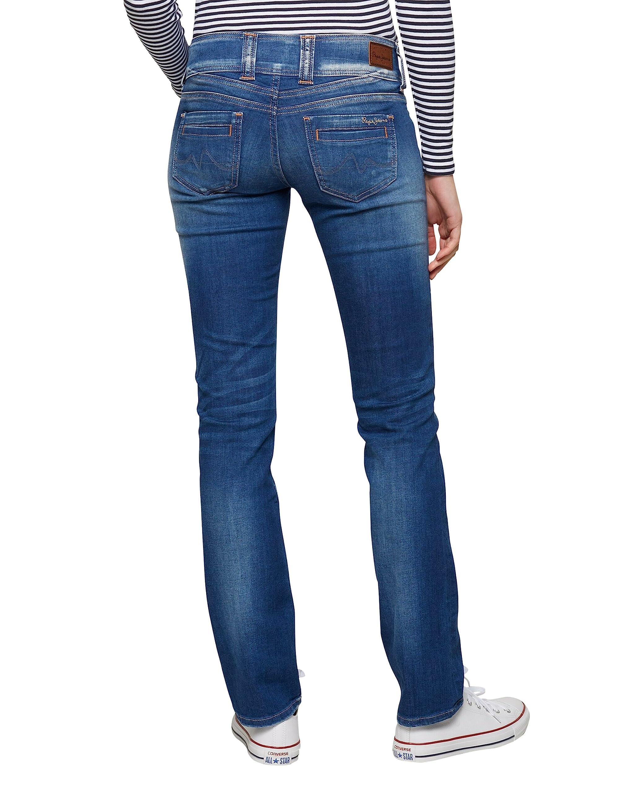 Pepe Jeans Gen Women's Straight Blue Jeans - Size EU 38 / US 28/34 (D45) - Classic Fit Denim Pants for Casual Wear & Everyday Style