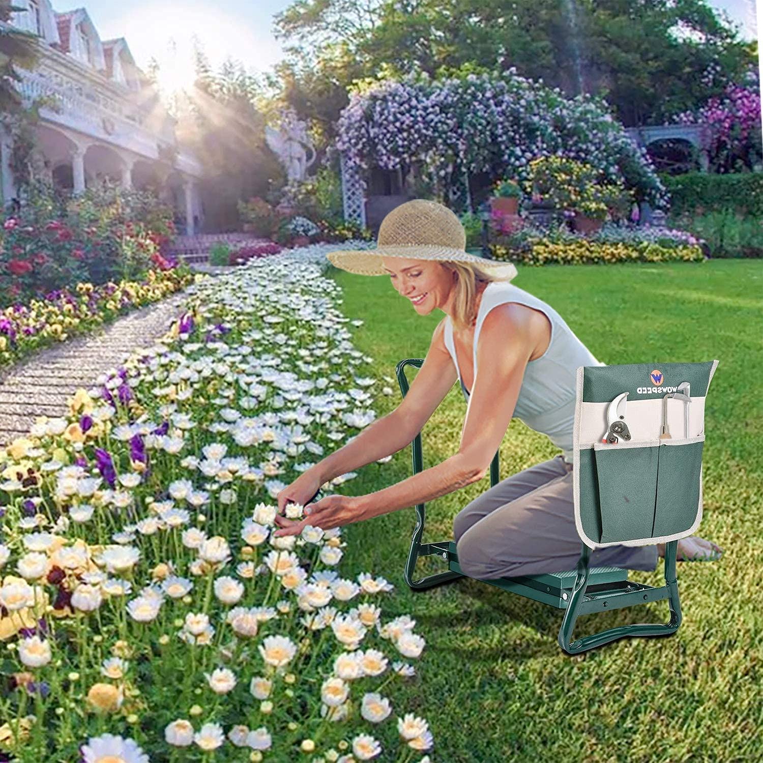 Foldable Garden Kneeler Seat with Soft EVA Pad & Storage Pouch - Ergonomic Gardening Stool for Seniors & Outdoor Enthusiasts - Perfect for Weeding, Planting & Yard Work