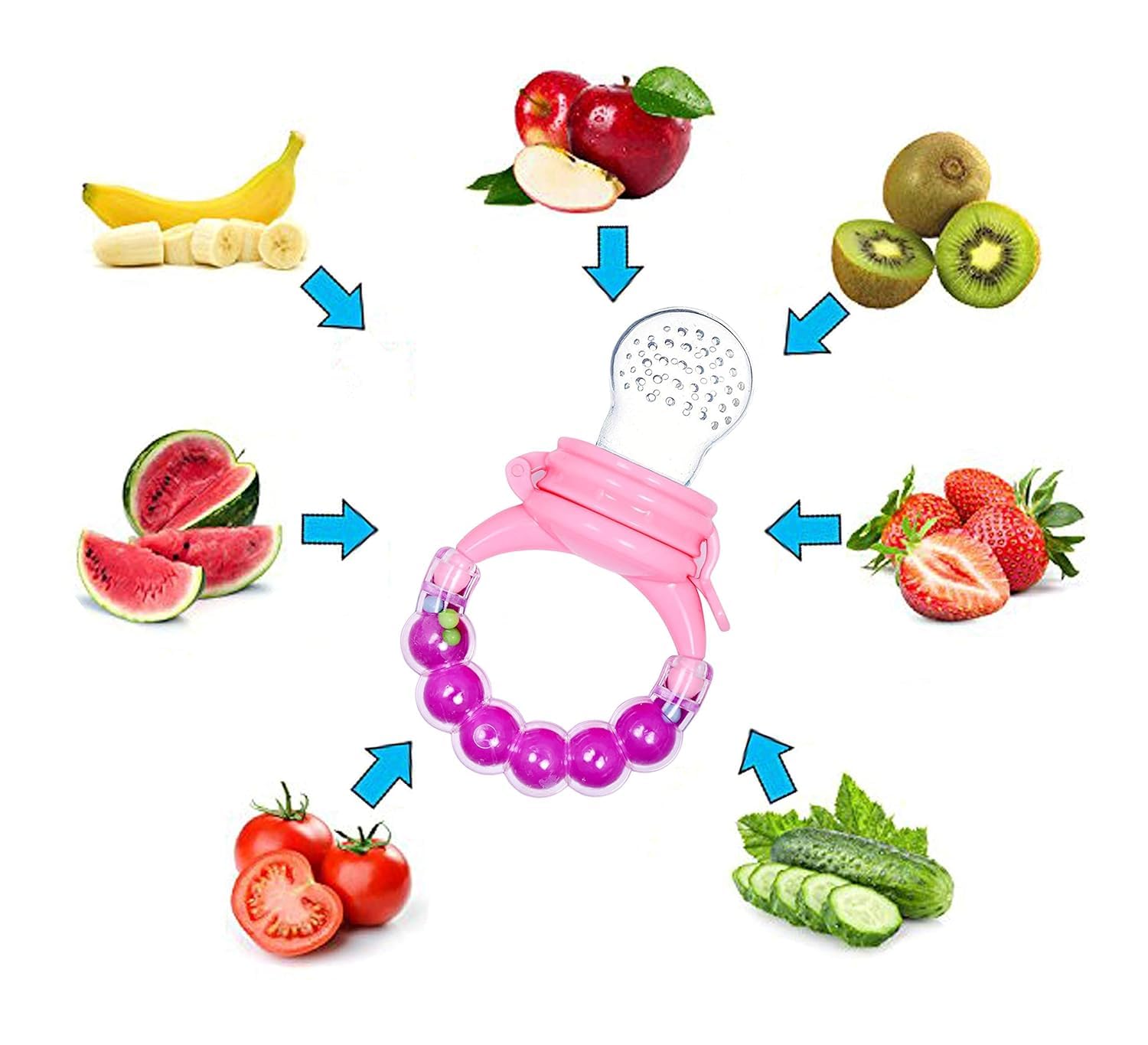 Kritiu Banana-Shaped Baby Teething Brush & Rattle Nibbler Set - Soft Silicone Teether Toy for Infants | BPA-Free, Non-Toxic, Easy to Clean | Perfect for Soothing Sore Gums & Early Oral Development (Peach & Purple) | Ideal for Home, Travel & Daycare Use