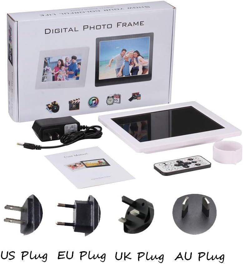 8 Inch Digital Picture Frame with IPS HD Screen - MP3/MP4 Video Player, Clock & Calendar - Remote Control Included | Perfect for Home Decor, Office Display & Gift Giving (Silver)