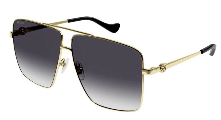 Gucci GG 1087S 001 Gradient Gold/Gray Metal Oversized Caravan Women Sunglasses