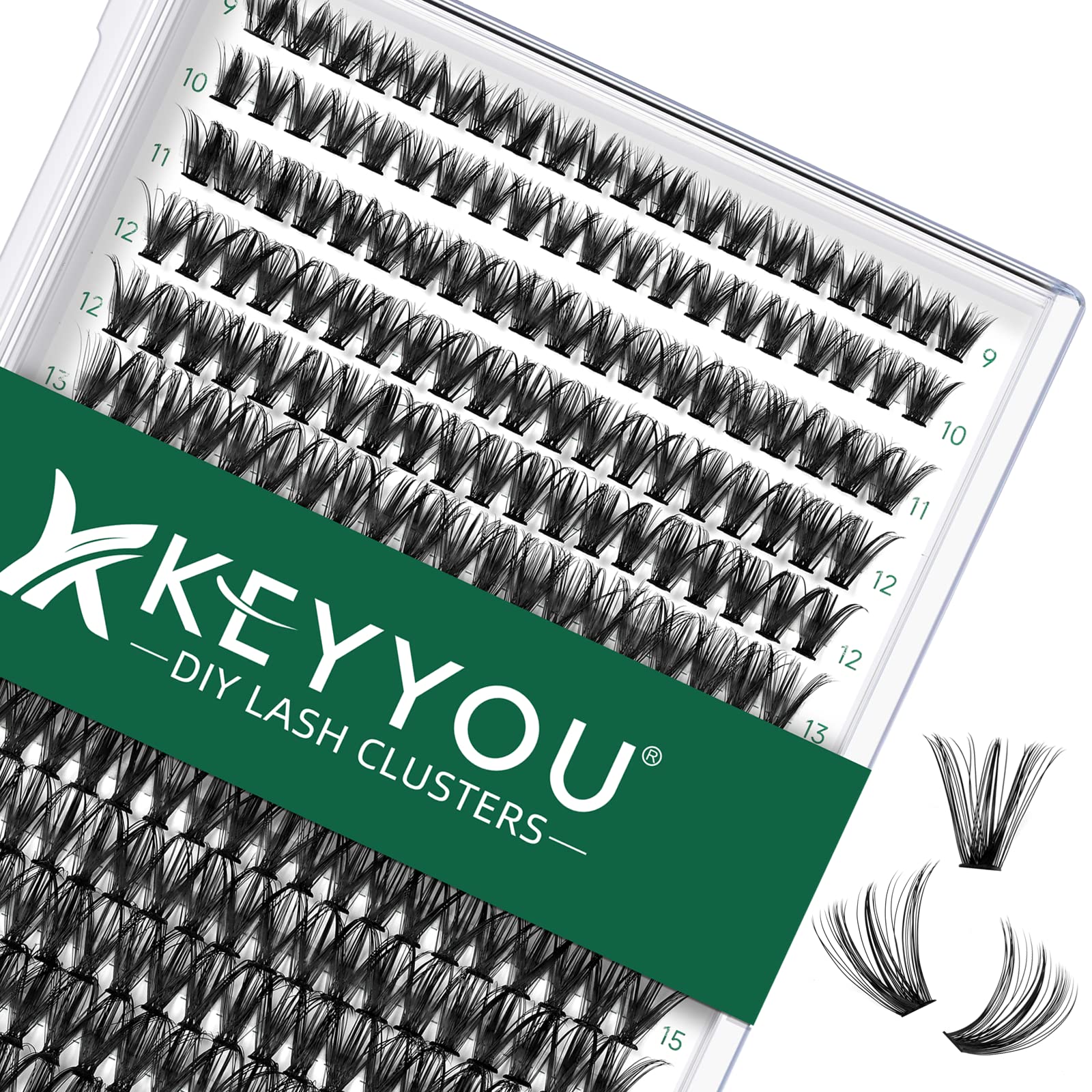 KEYYOU 300pcs Individual Cluster Lashes - 40D 0.07D Curl, 9-18mm Mixed Lengths, Soft & Natural DIY Eyelash Extensions for Volume Look - Perfect for Daily Wear, Parties, and Special Occasions