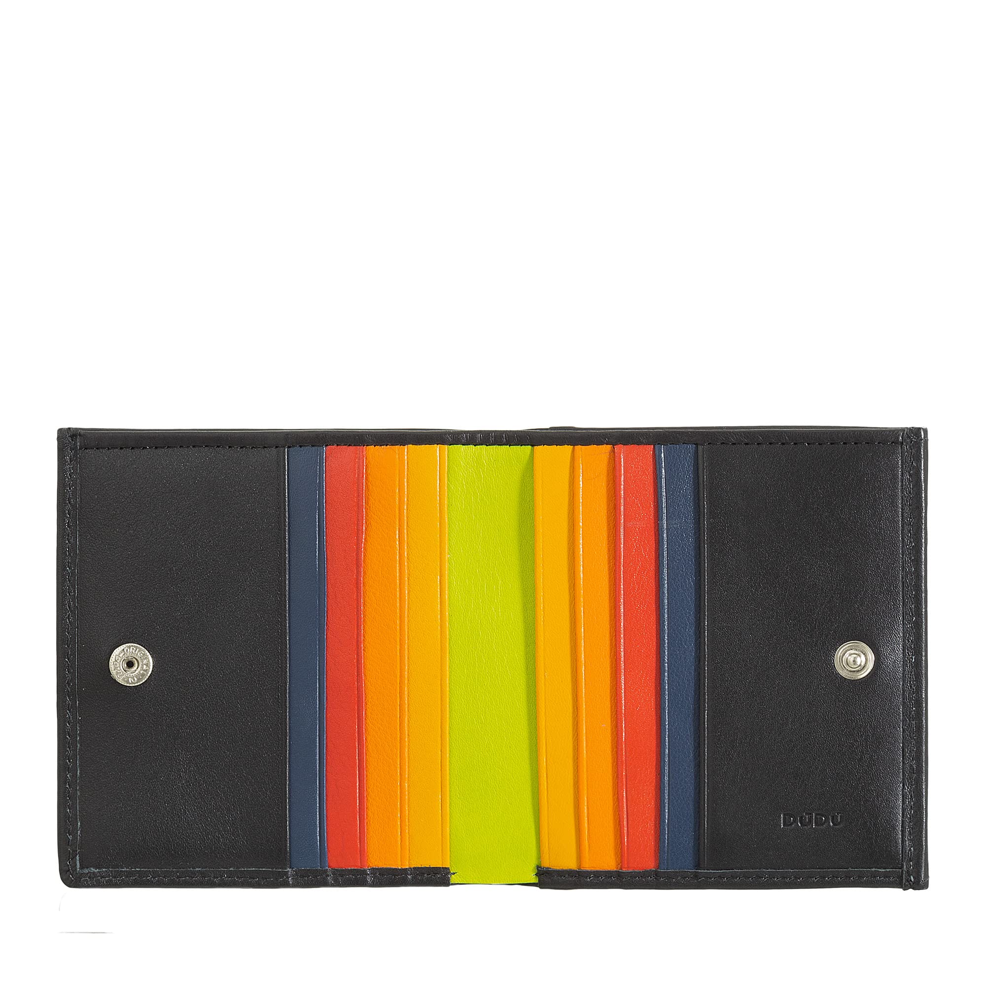 DUDU Genuine Leather Multicolor Slim Wallet with Coin Pocket - Compact & Stylish Billfold for Men & Women - Perfect for Everyday Use, Travel, and Gifting