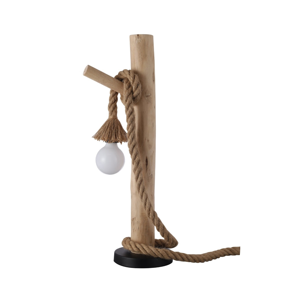 Minimalist Wood Hanger Table Lamp - Natural Birch Wood Nightstand Light for Bedroom, Living Room & Office Decor