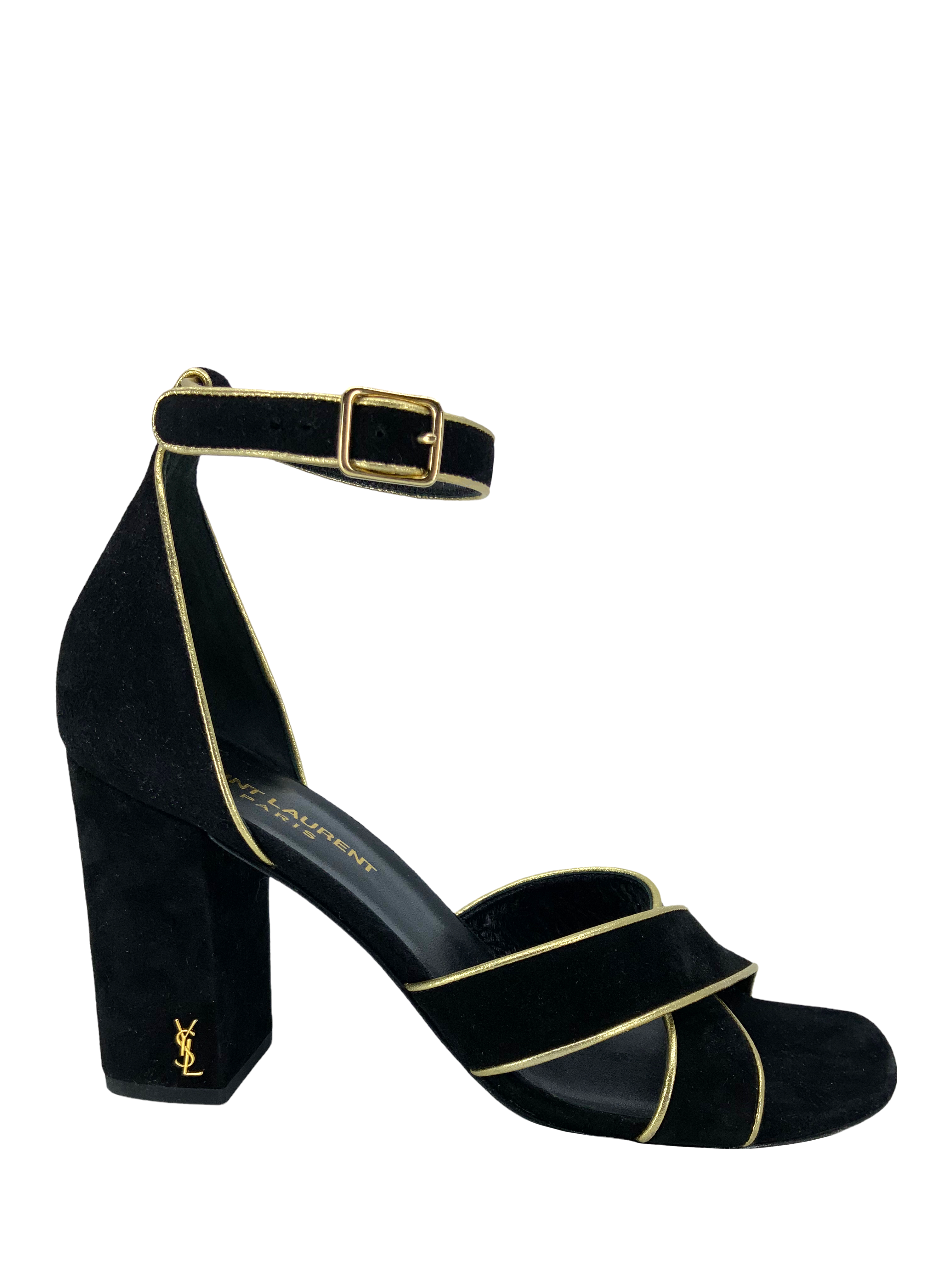 Saint Laurent Suede Ankle Strap Sandals for Women - Size 8 | Luxury Designer Shoes for Summer, Weddings & Special Occasions