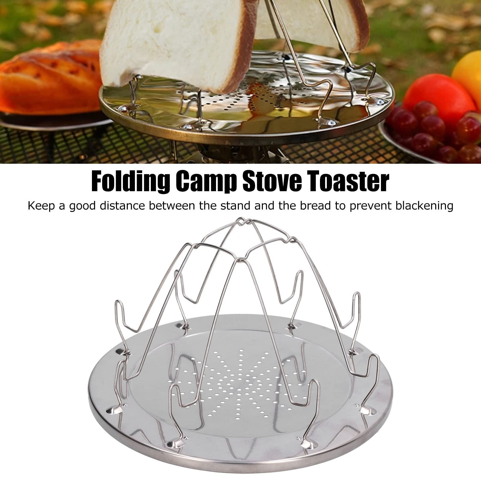 Stainless Steel Portable Toaster Stand for Camping | 4-Slice Toaster Rack Holder | Perfect for Outdoor Hiking, Fishing, BBQ & Picnics | Durable & Lightweight for Travel & Backyard Parties