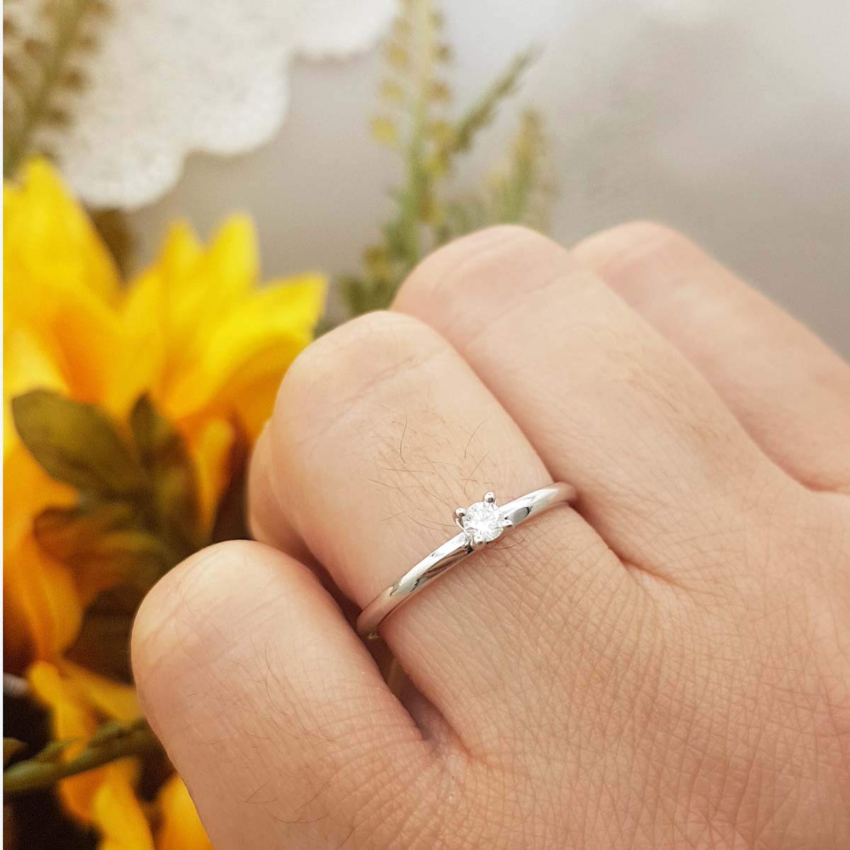0.10 Carat Round Cut Diamond Solitaire Engagement Ring for Women - Sterling Silver 925, Dazzlingrock Collection | Perfect Proposal Gift, Anniversary Jewelry & Wedding Band