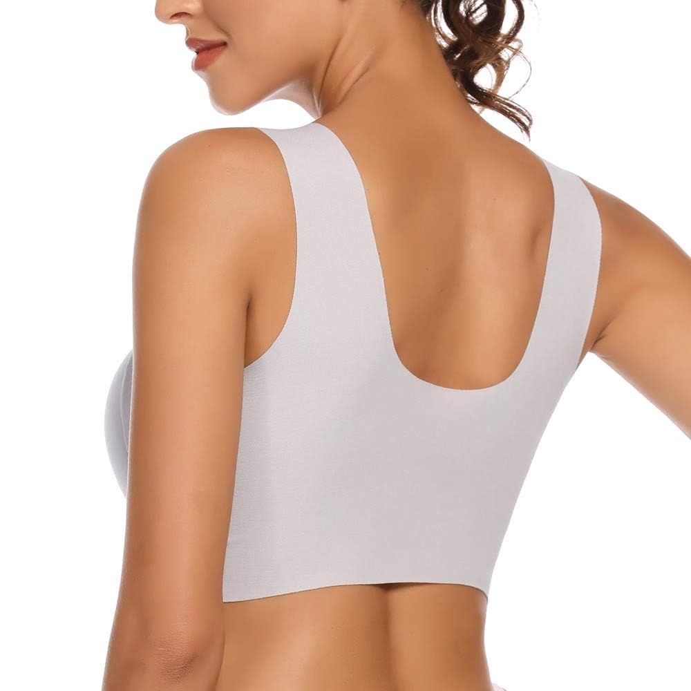 WOWENY Wireless Comfort Bras for Women - Seamless Soft Padded Mesh Underwire-Free Bra with Smoothing Back Support | Perfect for Yoga, Workout & Everyday Wear