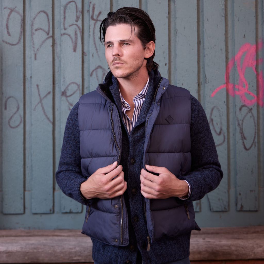 BEAUCAIRE Fred Puffer Vest for Men - Navy Blue Quilted Lightweight Insulated Jacket | Winter Outdoor Activities, Casual Streetwear, Layering Fashion