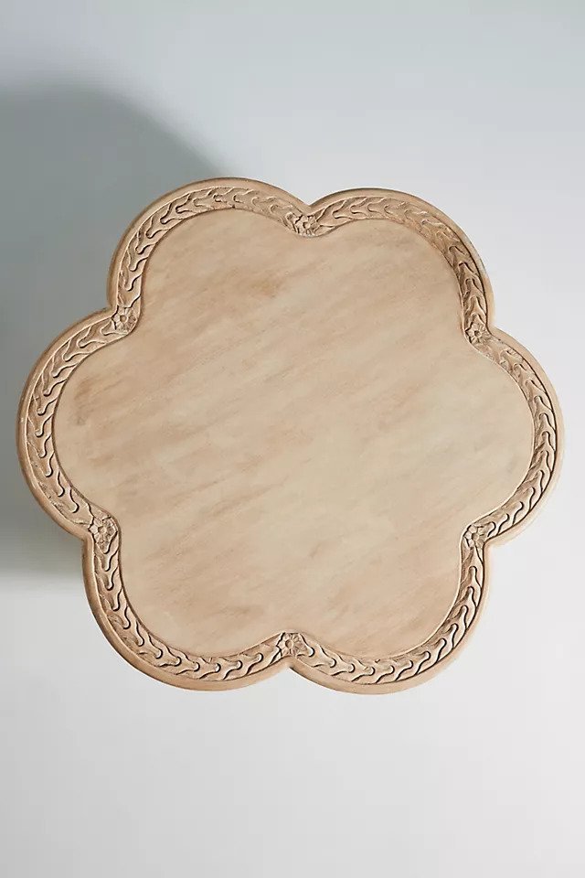Hand Carved Cicely Wooden Coffee Table - Solid Wood Mid-Century Modern Living Room Furniture for Home Decor & Entertaining