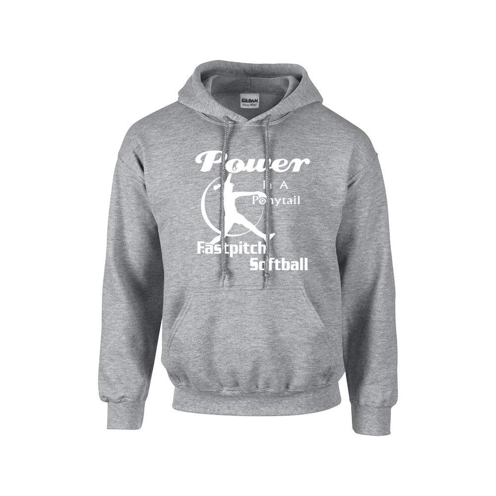 Power in A Ponytail Softball Hooded Sweatshirt - Comfortable Pullover for Women's Sports & Casual Wear
