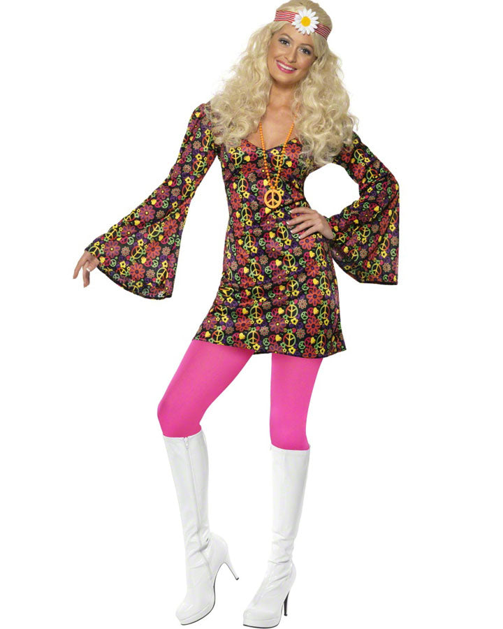 Groovy 1960s Hippie Women's Costume - Retro Vintage Outfit for Halloween, Theme Parties & Dress-Up