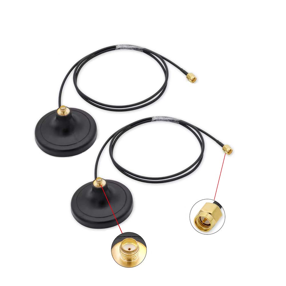 CORONIR 4G LTE Magnetic Antenna Mount with 10ft SMA Male Extension Cable - 2 Pack for Router, Modem, Hotspot & Cell Phone Signal Booster | Enhanced Connectivity for Home Office, RV Travel & Remote Work