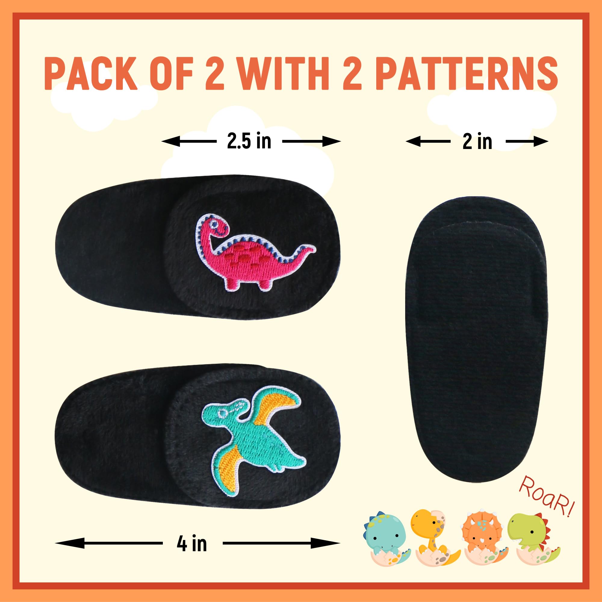 2Pcs Kids Dinosaur Eye Patches for Glasses - Medical Amblyopia & Lazy Eye Treatment for Toddlers & Children (Right Eye) - Perfect for Post-Surgery, Vision Therapy & Daily Wear
