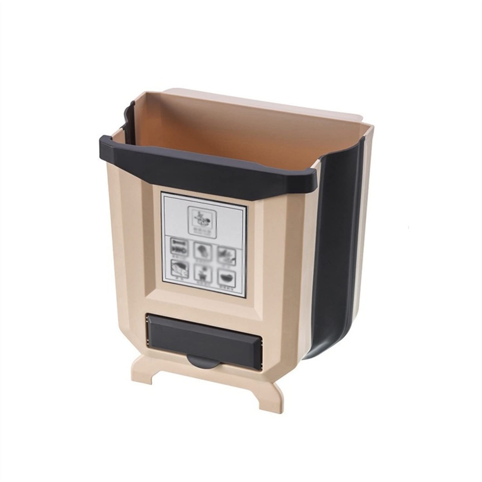 Luckxuan Foldable Portable Trash Can - Wall Mounted Kitchen & Bathroom Waste Bin, Car Trash Can for Cabinet Door & Office Use - Space Saving Storage Solution (2 Colors) - Perfect for Small Spaces, Road Trips & Home Organization