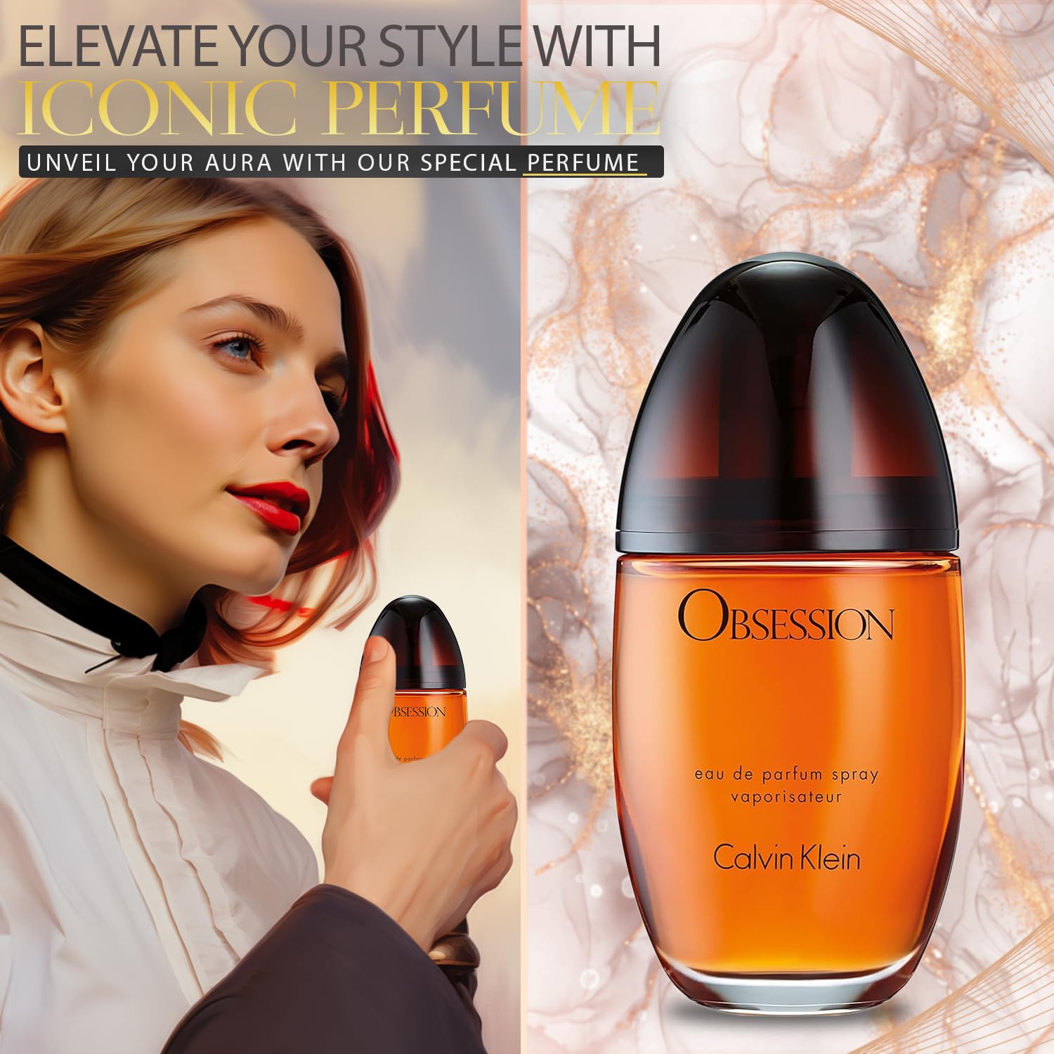 Obsession Eau De Parfum for Women - 3.4 Oz Luxury Perfume Gift Set with Black Toiletry Bag & Refillable Bottle | Romantic Date Night, Evening Out, Special Occasion Fragrance