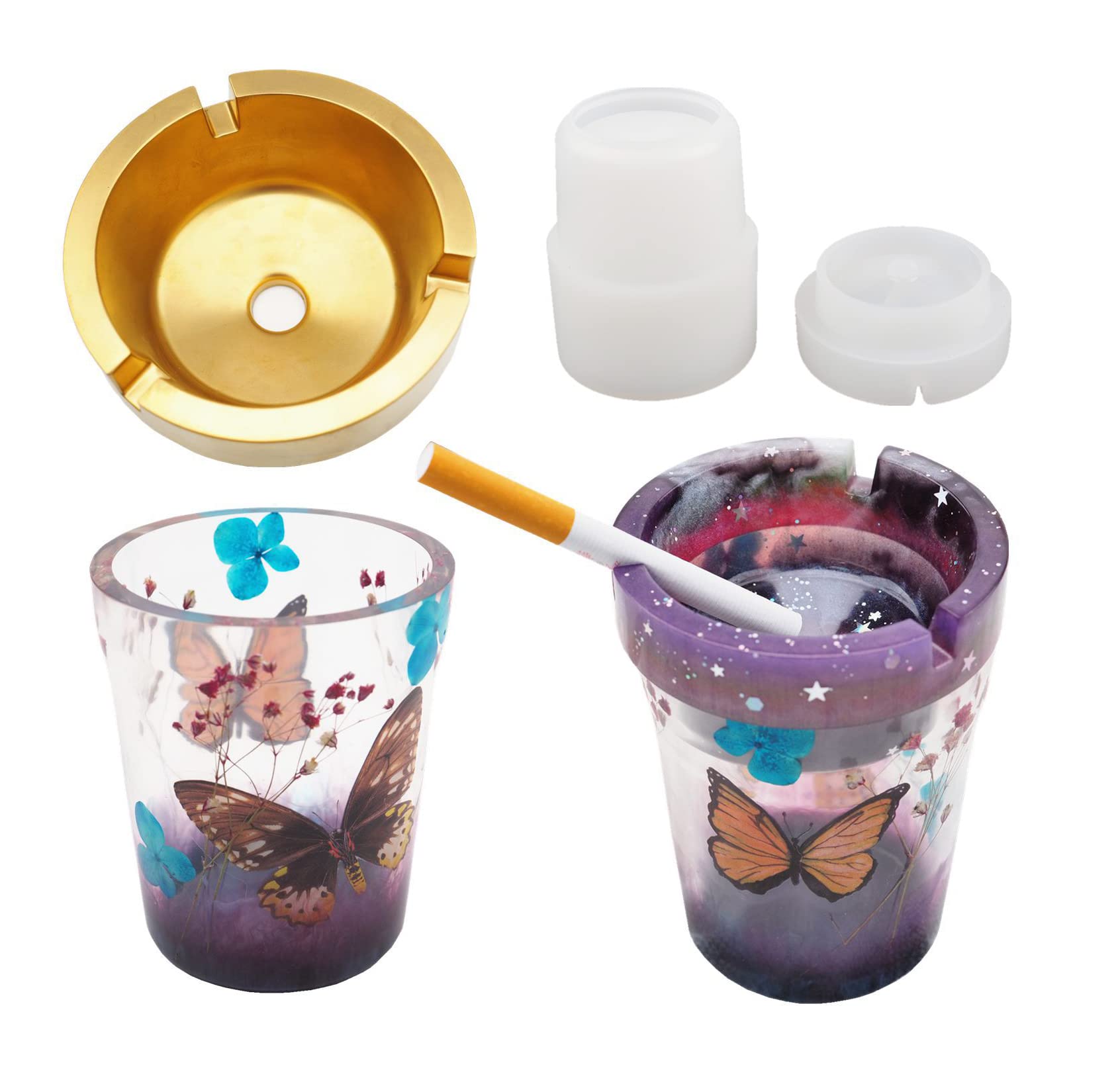 Premium Car Ashtray Silicone Molds for Epoxy Resin Casting - Double Layer Design, DIY Makeup Brush Holder Molds - Perfect for Car Enthusiasts & Craft Lovers (Home Decor, Gift Ideas)
