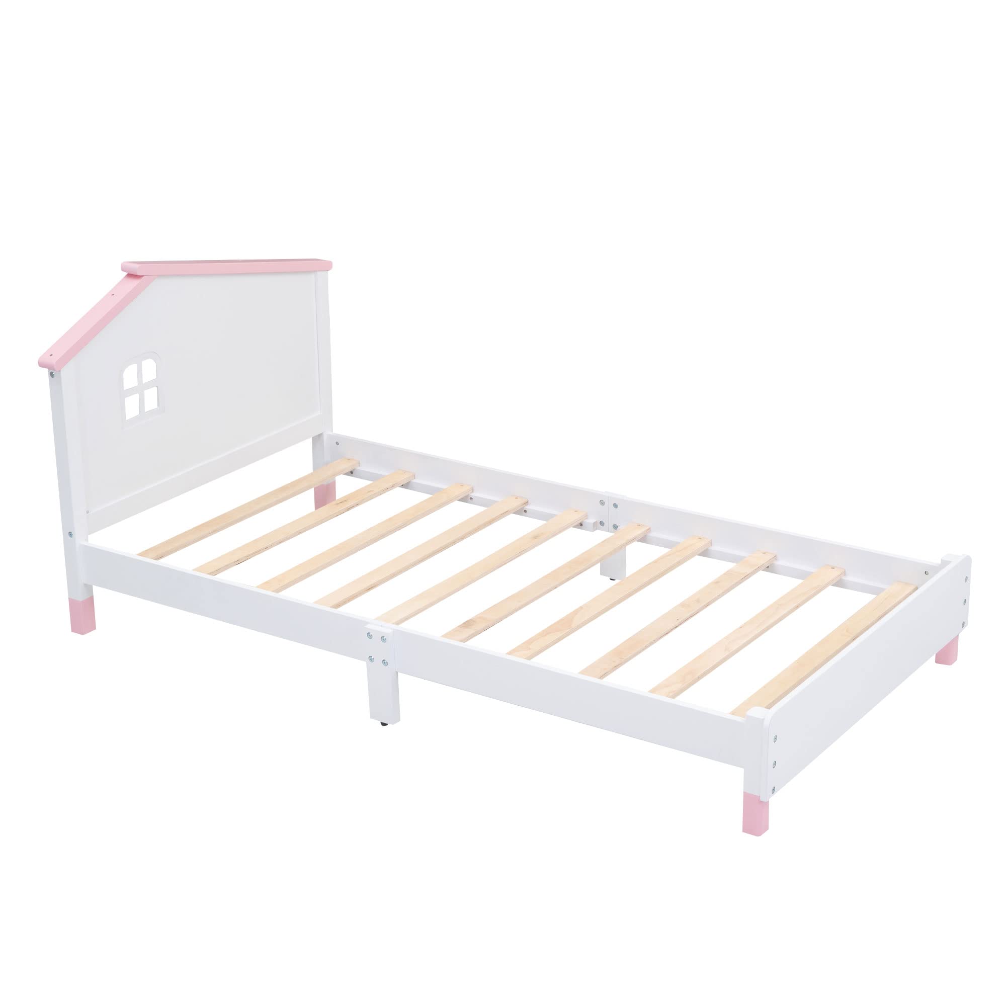 Harper & Bright Designs 3-Piece Twin Size Wooden Bedroom Set - Platform Bed with Nightstand & Storage Dresser for Kids, Teens & Adults (White+Pink) | Modern Space-Saving Bedroom Furniture for Small Rooms & Apartments