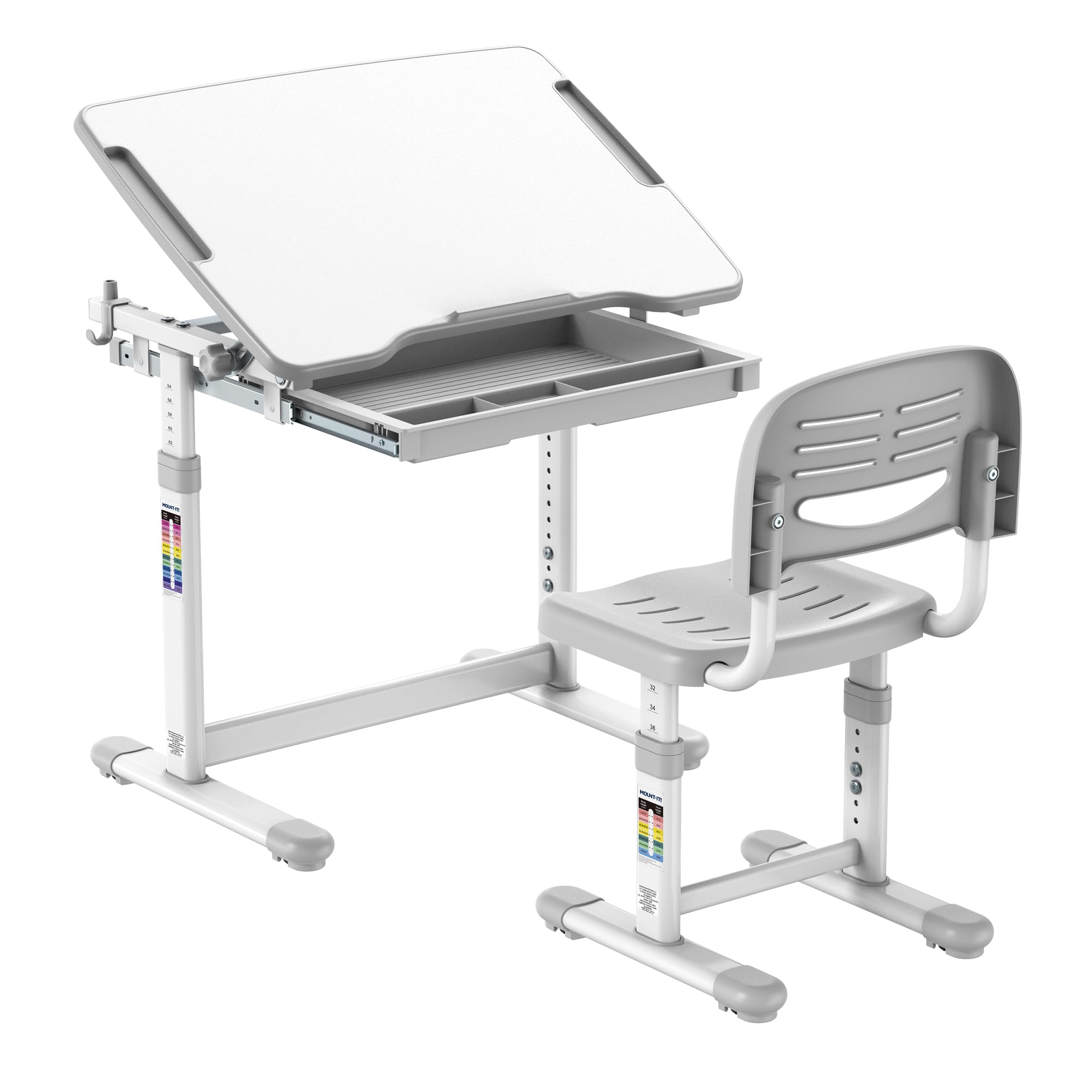 Mount-It! Adjustable Kids Desk and Chair Set - Ergonomic Study Table for Children Ages 3-10, 26