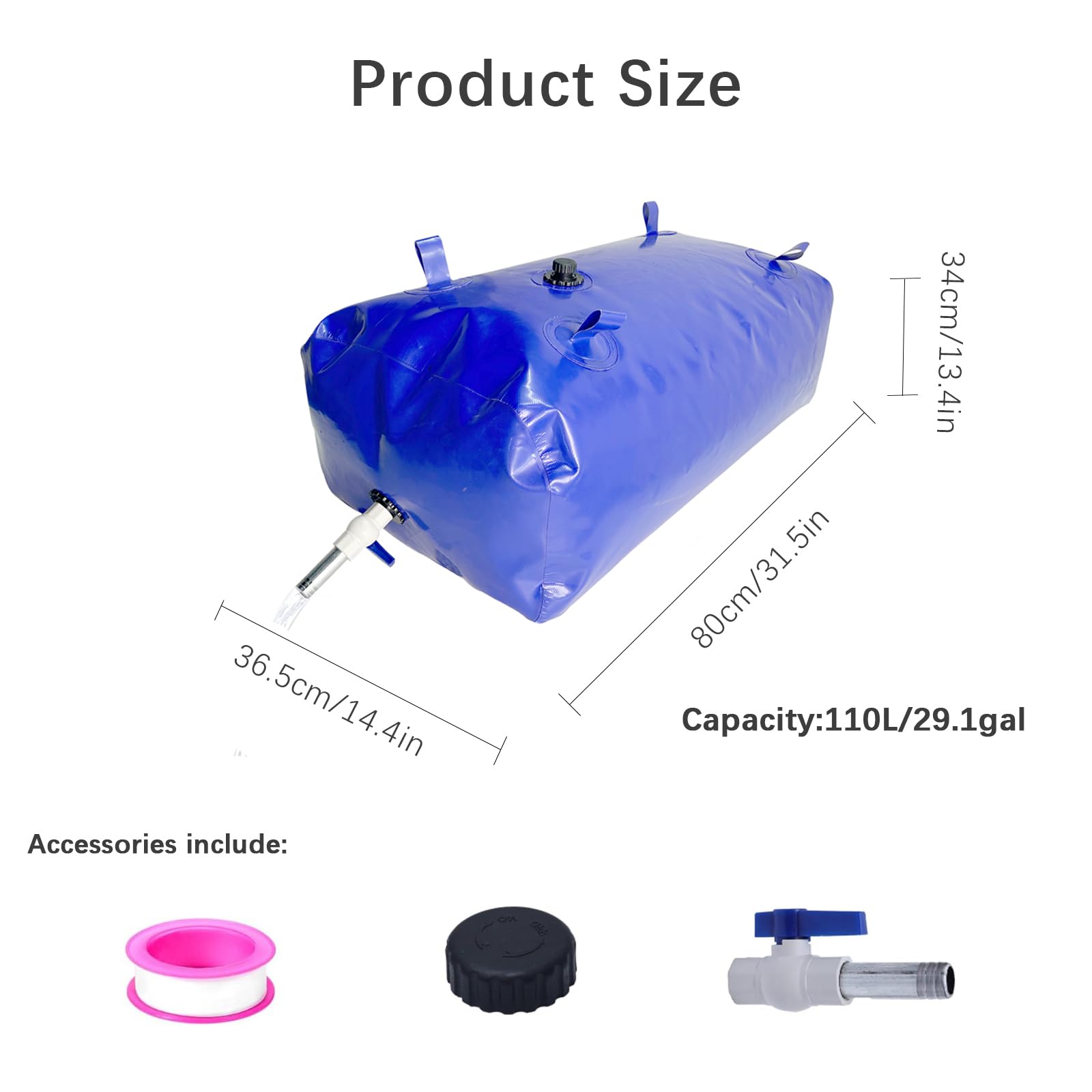 XITAO 29 Gallon (110L) Portable Foldable Water Storage Bladder - Large Capacity Emergency Water Tank for RV Camping, Drought Survival, Fire Prevention & Farm Irrigation | Outdoor, Disaster Preparedness & Agricultural Use