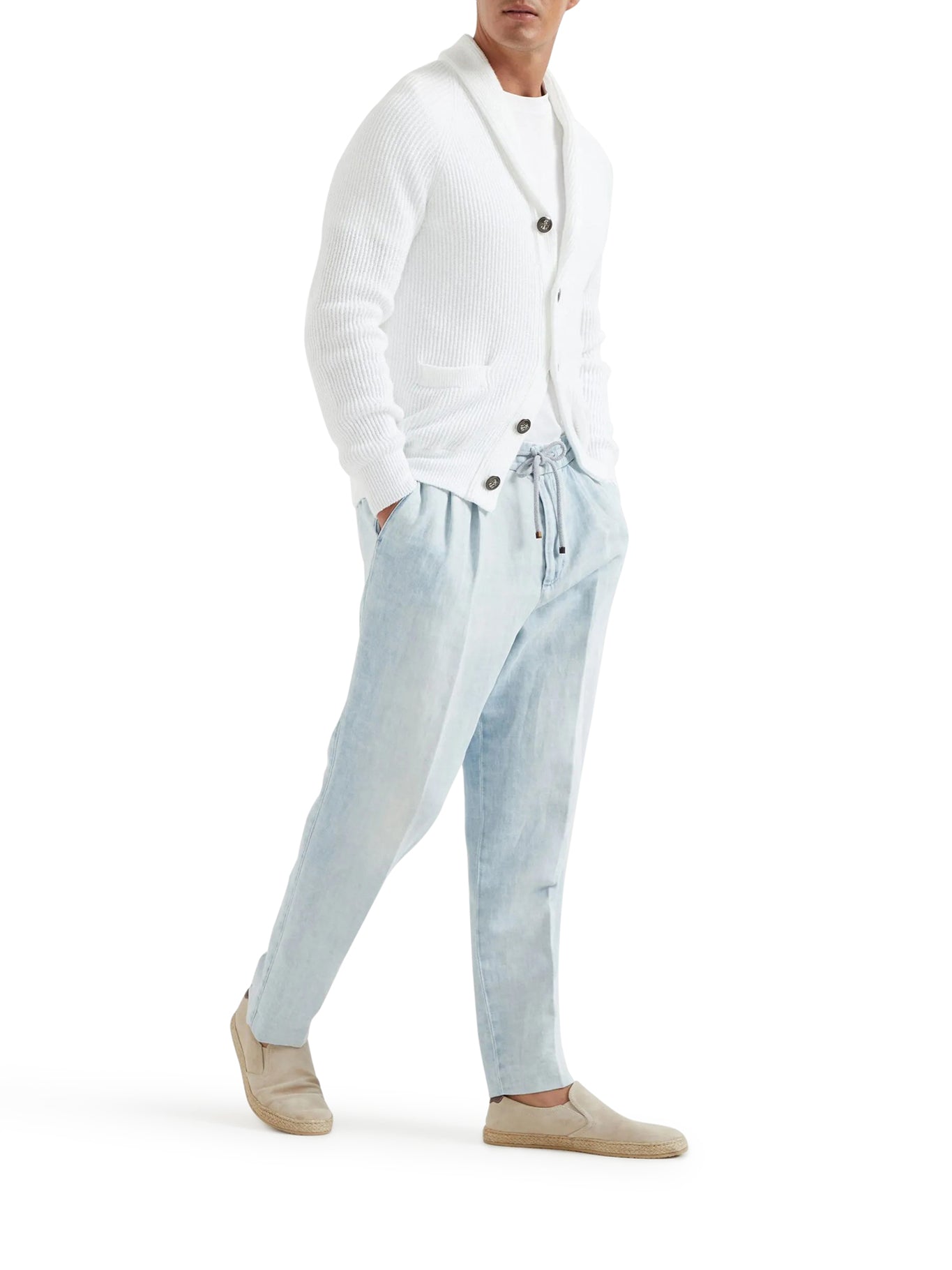 LEISURE FIT TROUSERS - Cotton Linen Denim Pants with Drawstring Waist & Double Drop Pockets | Comfortable Casual Wear for Men, Perfect for Lounging, Travel & Everyday Use
