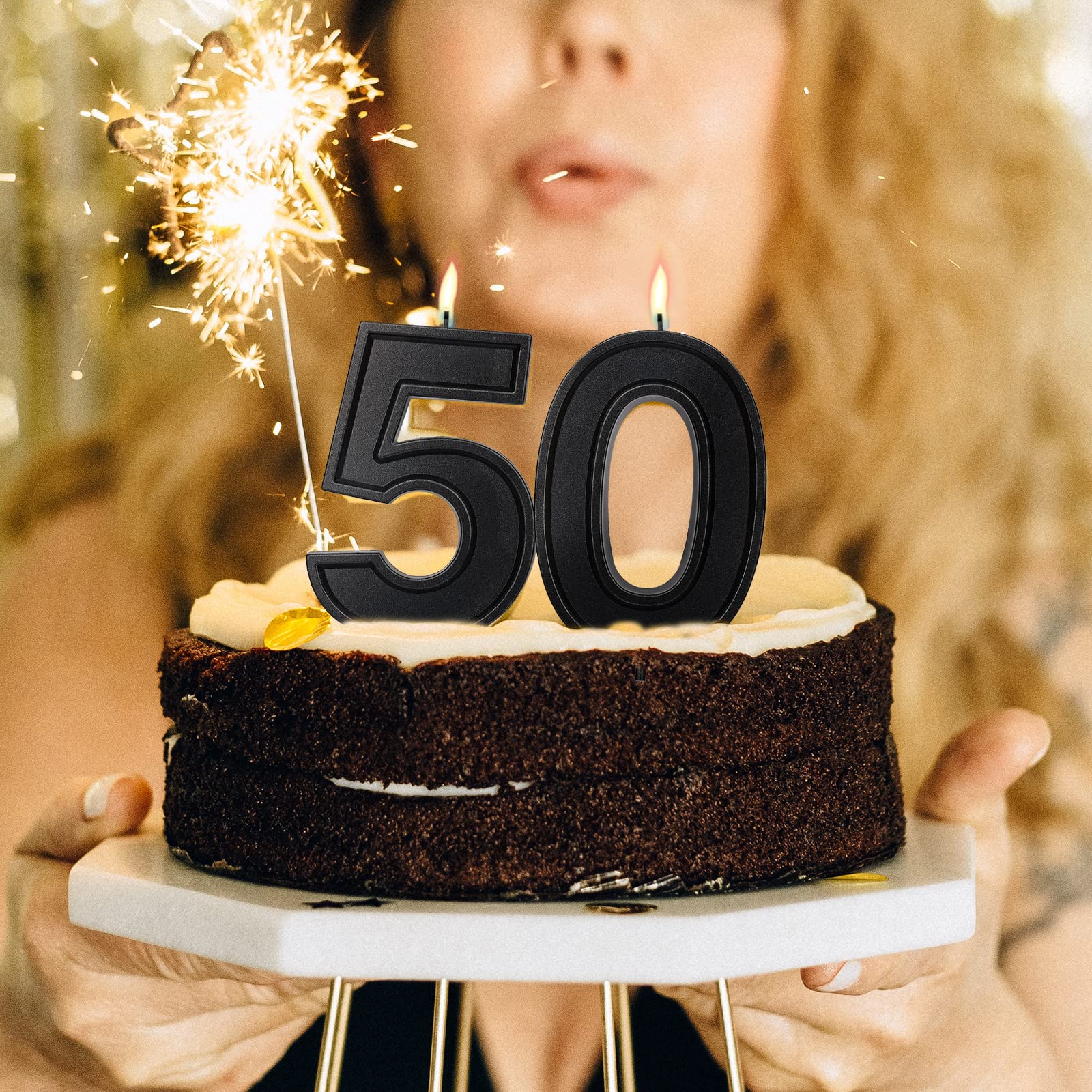 LUTER 3.94 Inch Black Number Birthday Candles - Set of 1 (Number 2) for Wedding, Party, Kids & Adult Celebrations - Perfect for Cakes, Cupcakes & Dessert Decorations