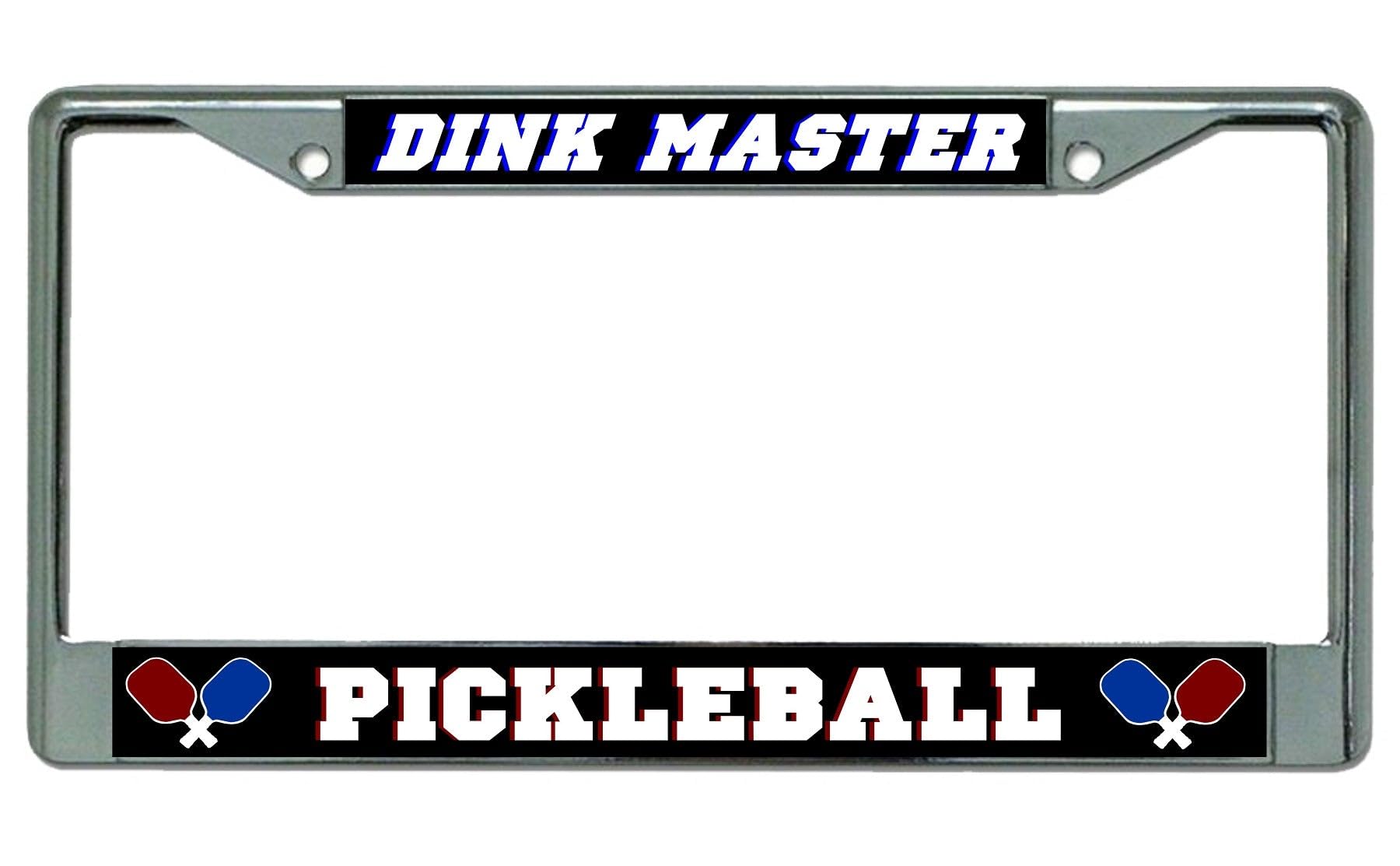Dink Master Pickleball Chrome License Plate Frame - Premium Metal Car Tag Holder for Pickleball Lovers - Perfect for Cars, Trucks & SUVs - Show Your Pickleball Passion On The Road