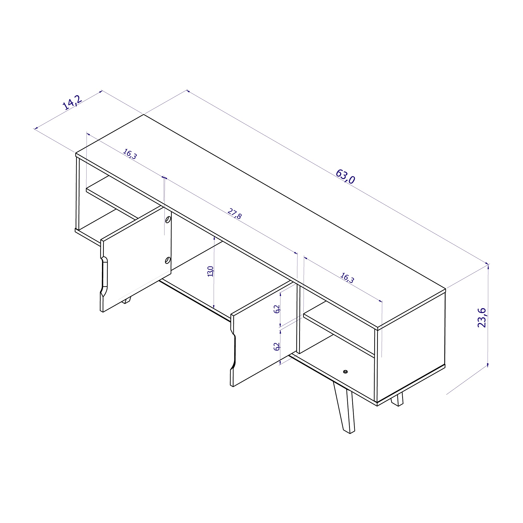 Boahaus Omaha TV Stand for 58 Inch TVs - Modern Entertainment Center with Durable Wood Construction & White Finish - Perfect for Living Room, Bedroom, or Home Theater Setup
