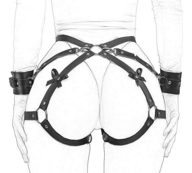 ALLOVME Gothic Leather Garter Belt for Women - Sexy Lingerie Suspenders & Body Chain Accessories - Perfect for Halloween, Cosplay, Boudoir and BDSM Fashion