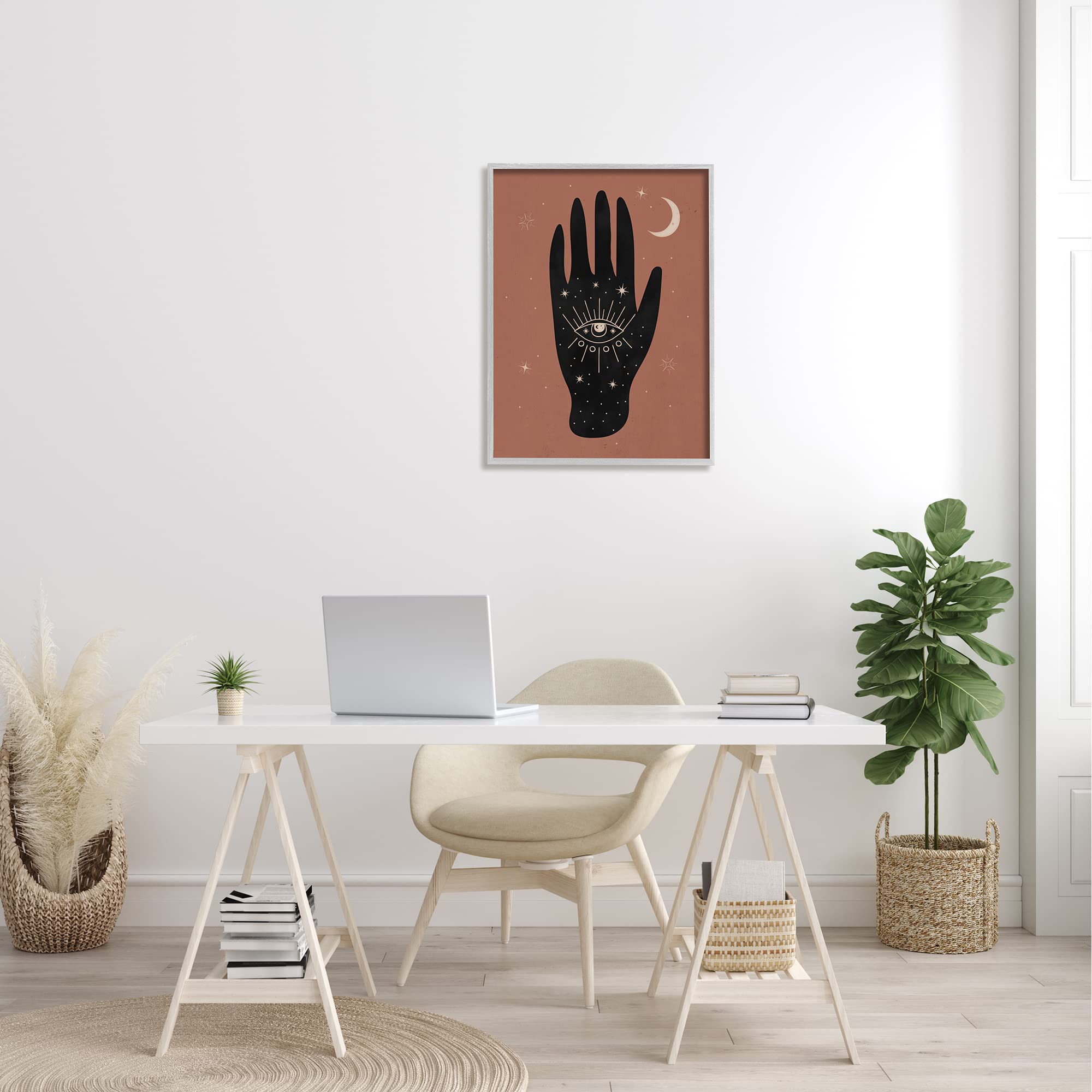 Stupell Industries Celestial Bohemian Chic Hand with Enlightened Eye Tattoo Wall Art - Designed by Nina Blue - Perfect for Boho Home Decor, Yoga Studios & Spiritual Spaces