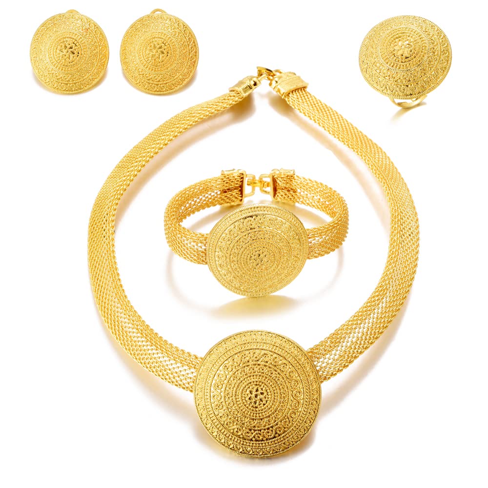 24K Gold Plated Dubai Jewelry Sets for Women - Elegant Prom, Valentine's, Anniversary & Birthday Gift Set | Perfect for Parties, Weddings & Special Occasions