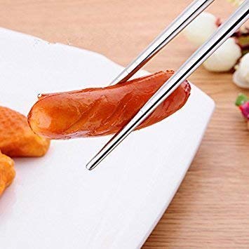 5 Pairs Reusable Stainless Steel Chopsticks - Classic Metal Chopsticks Set | Dishwasher Safe, Non-Slip & Lightweight | Perfect for Asian Cuisine, Sushi, Ramen & Home Dining