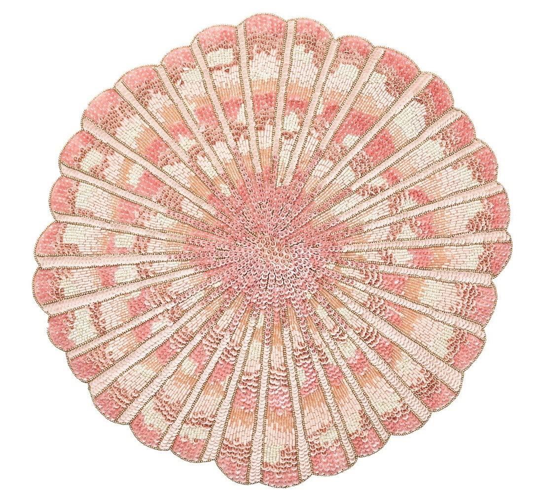 Kim Seybert Triton Ivory & Blush Placemats Set of 2 - Elegant Table Setting for Dinner Parties, Weddings & Home Decor